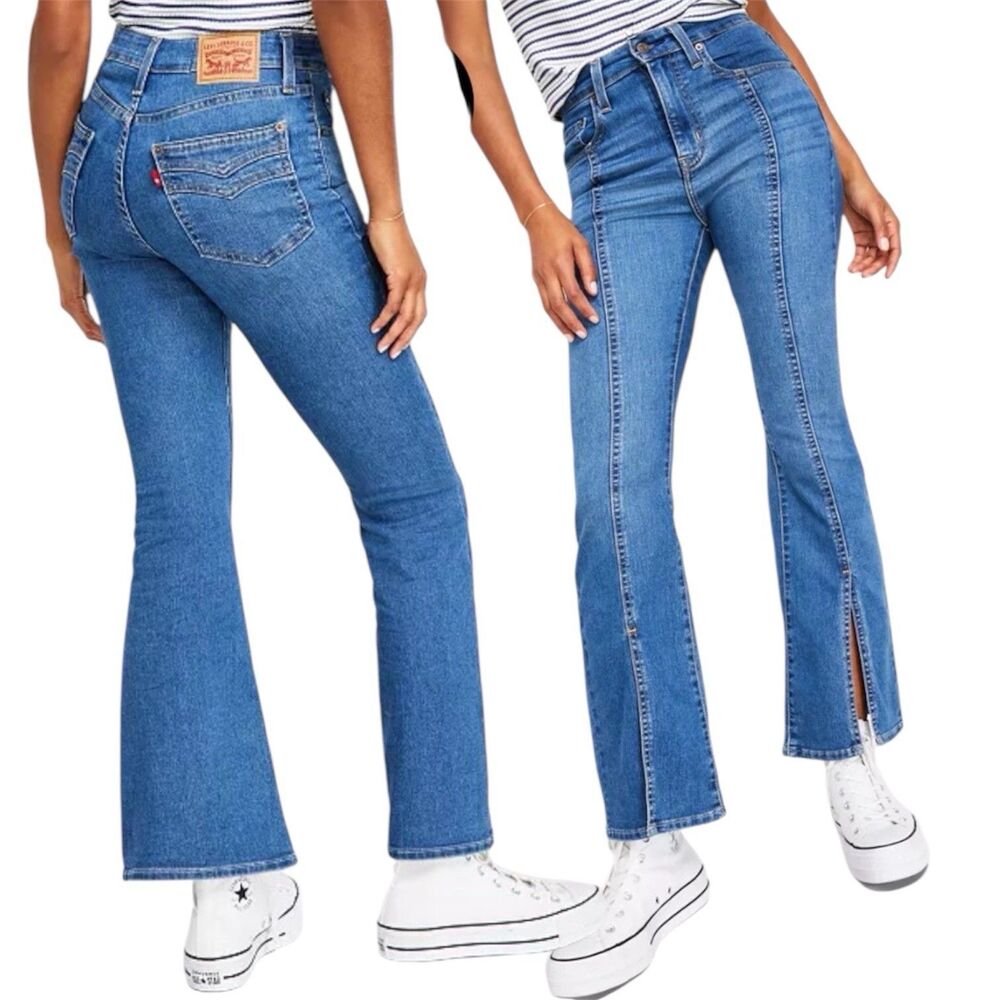 Levi’s 726 Flare Split Hem Jeans Women’s Size 16 Medium Blue Denim Pants